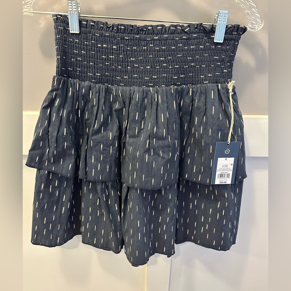 Universal Thread Blue and cream Smocked Mini Skirt with 2 tiers size S